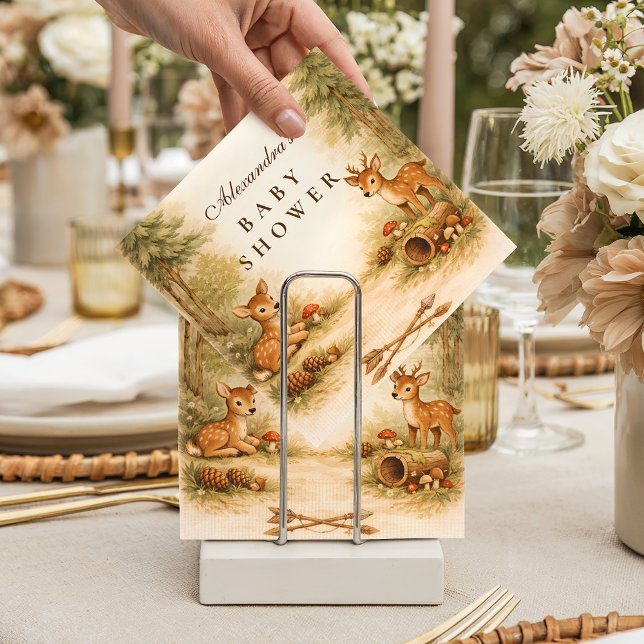 Little Hunter Woodland Deer Baby Shower Napkins (Creator Uploaded)
