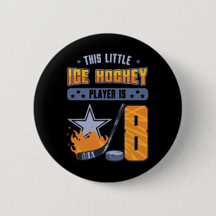 Little Ice Hockey 8th Birthday Player Puck Star Sp Button