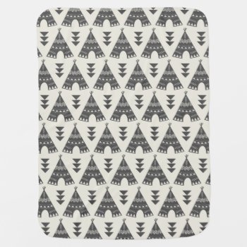 Little Indians-gray Teepee Baby Blanket by BohemianGypsyJane at Zazzle