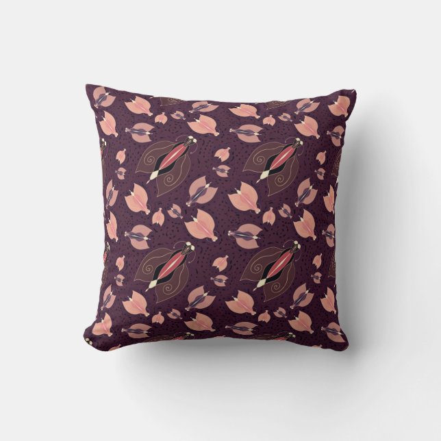 Little insect moth illustration dark pattern throw pillow (Front)
