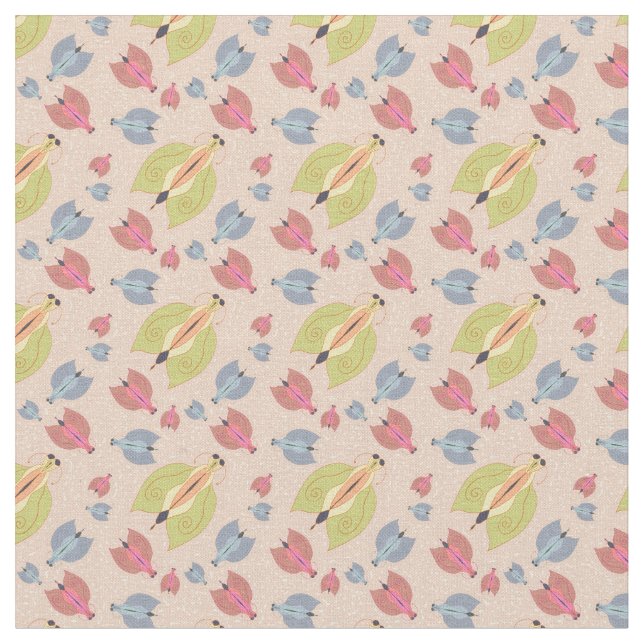 Little insect moth illustration light pattern fabric (Close Up)