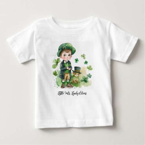 Little Irich Boy  Puppy Custom Name  Baby T_Shirt