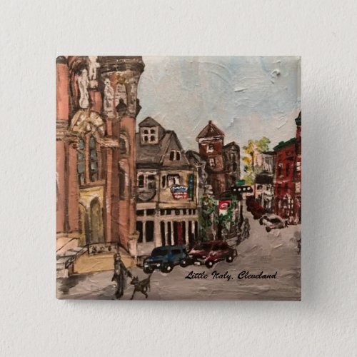 Little Italy Cleveland Ohio Painting on a Button