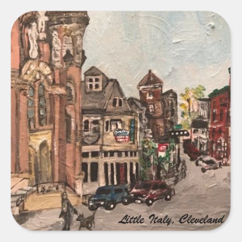 Little Italy Cleveland Ohio Painting on a Sticker