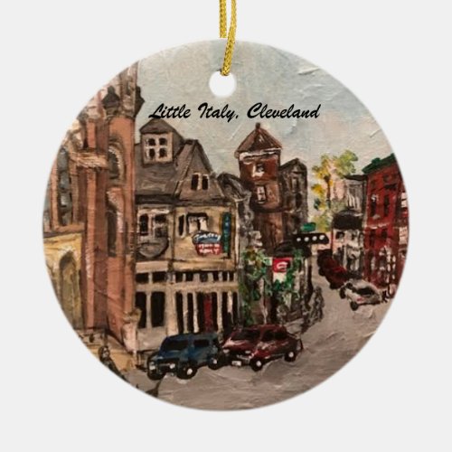 Little Italy Cleveland Painting on Ornament