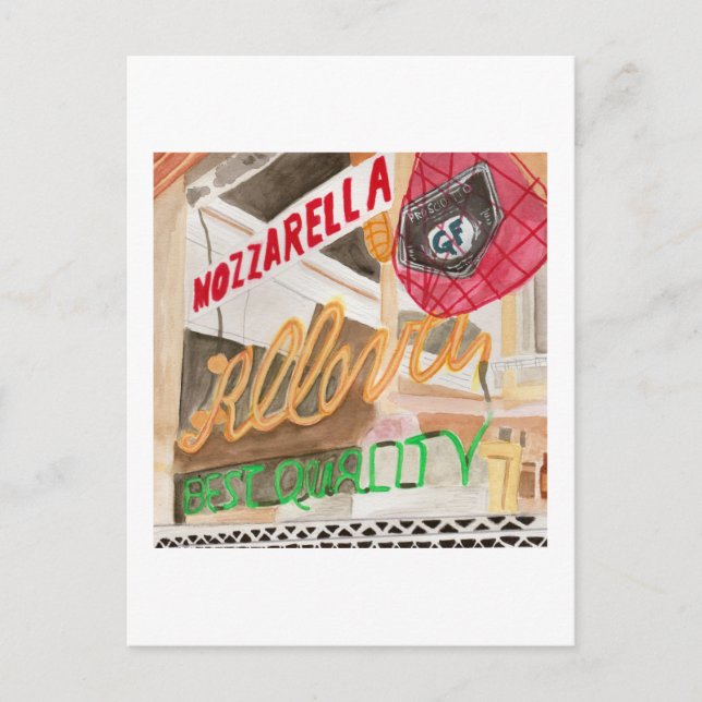 Little Italy Deli Window Watercolor Postcard (Front)