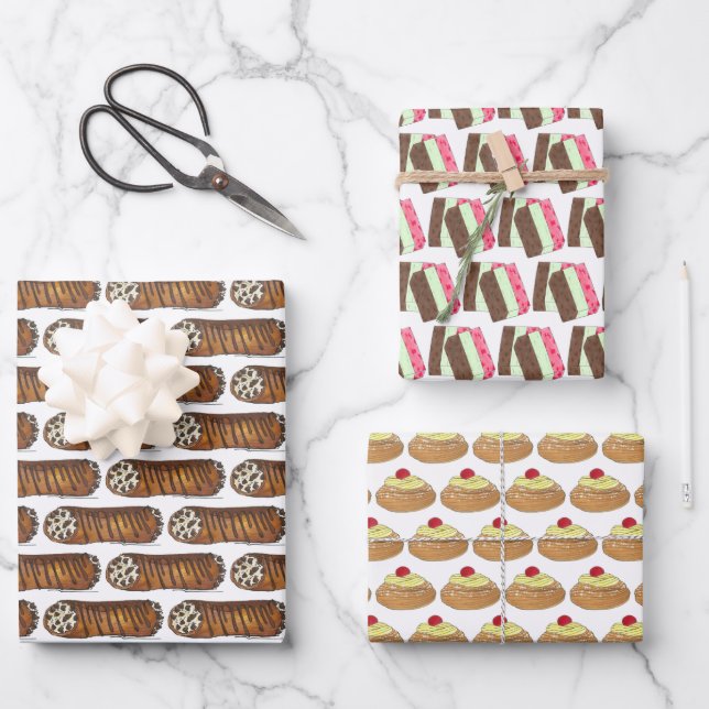 Little Italy Desserts Cannoli Spumoni Zeppole Wrapping Paper Sheets (Front)