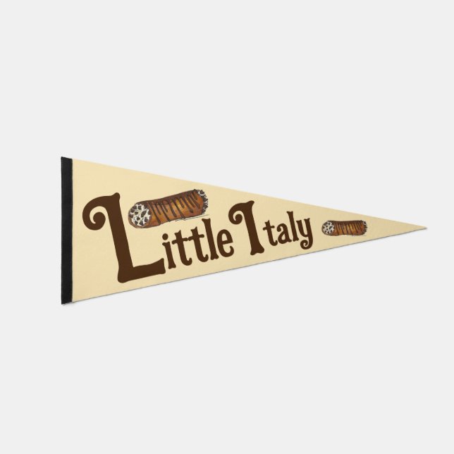 Little Italy Italian Pastry Chocolate Chip Cannoli Pennant Flag (Front)