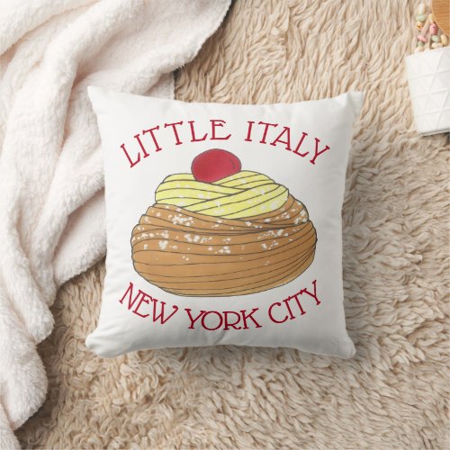 Little Italy NYC Italian Bakery Zeppole Pastry Throw Pillow