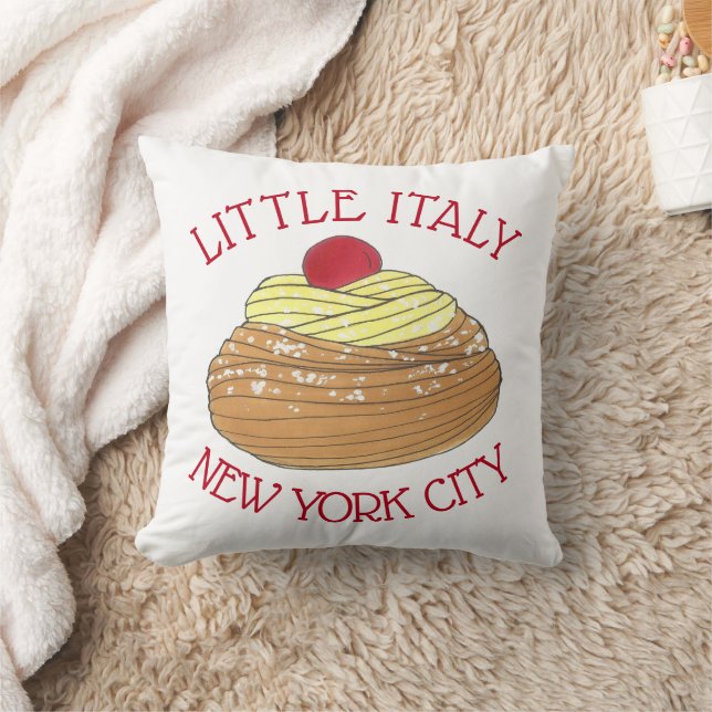 Little Italy NYC Italian Bakery Zeppole Pastry Throw Pillow (Blanket)