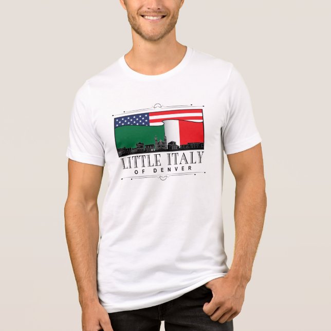 Little Italy of Denver Classic Logo WHITE Tri-Blend Shirt (Front)