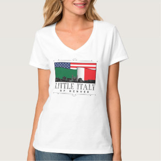 Little Italy of Denver Classic Logo WHITE V Neck T-Shirt