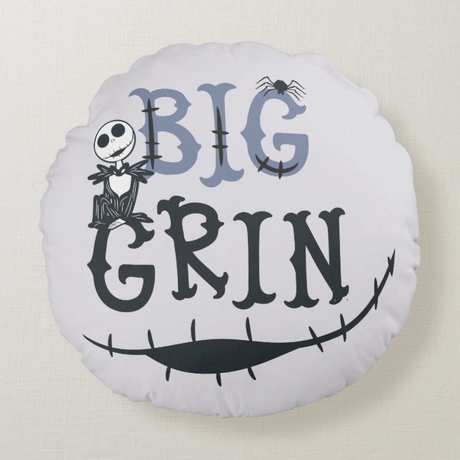Little Jack Skellington - Big Grin Round Pillow (Front)