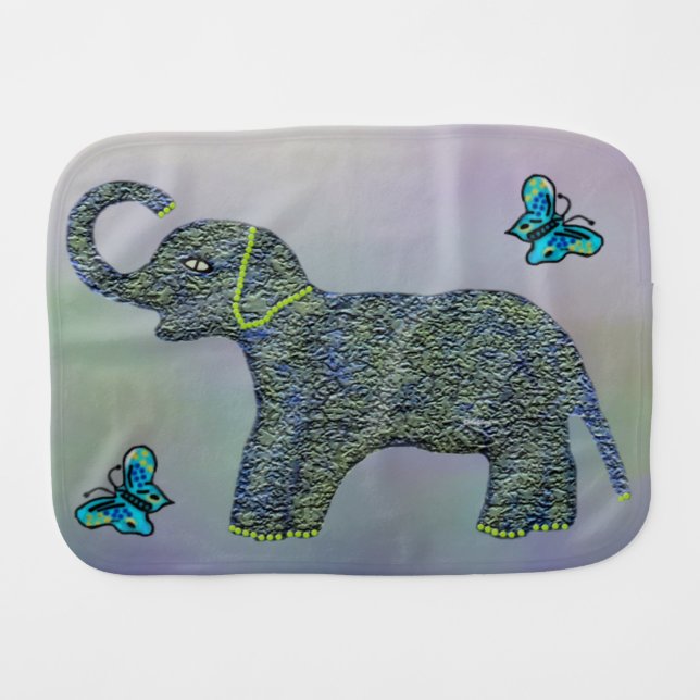 Little Jade Elephant Burp Cloth (Front Horizontal)