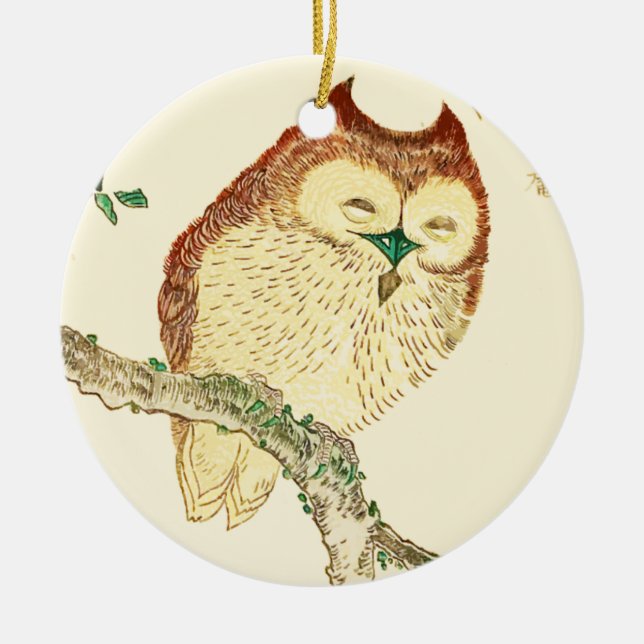 Little Japanese owl Ceramic Ornament (Front)