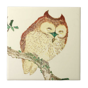 Little Japanese owl Ceramic Tile
