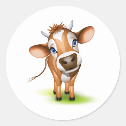Little jersey cow classic round sticker