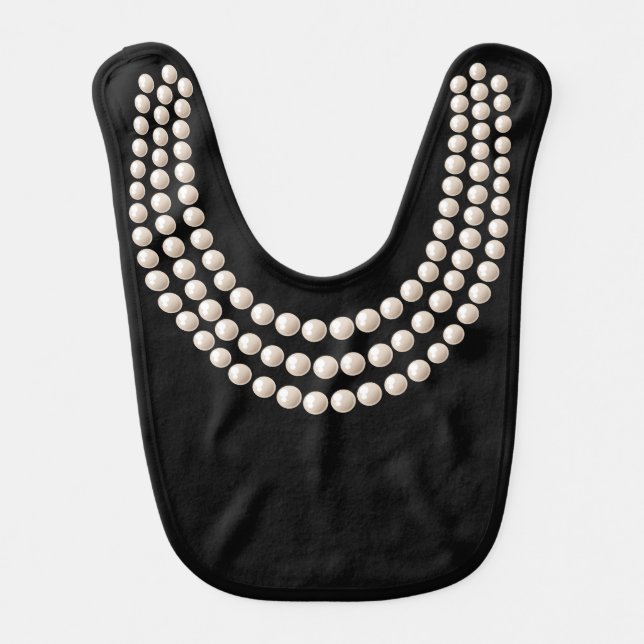 Little Jewel (pearls, black) Baby Bib (Front)