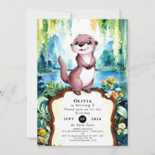 Little Joyful Otter Birthday Invitation