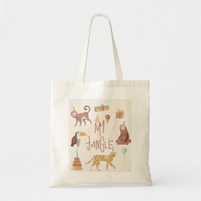 Little Jungle Animals Birthday Tote Bag (Front)