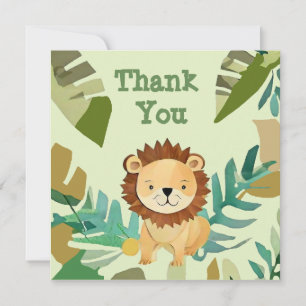 Little Jungle Prince Lion Birthday Thank You Card