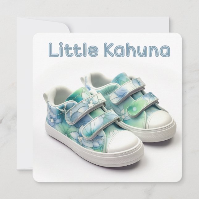 Little Kahuna Cute Baby Boy Shower Birthday Blank Holiday Card (Front)