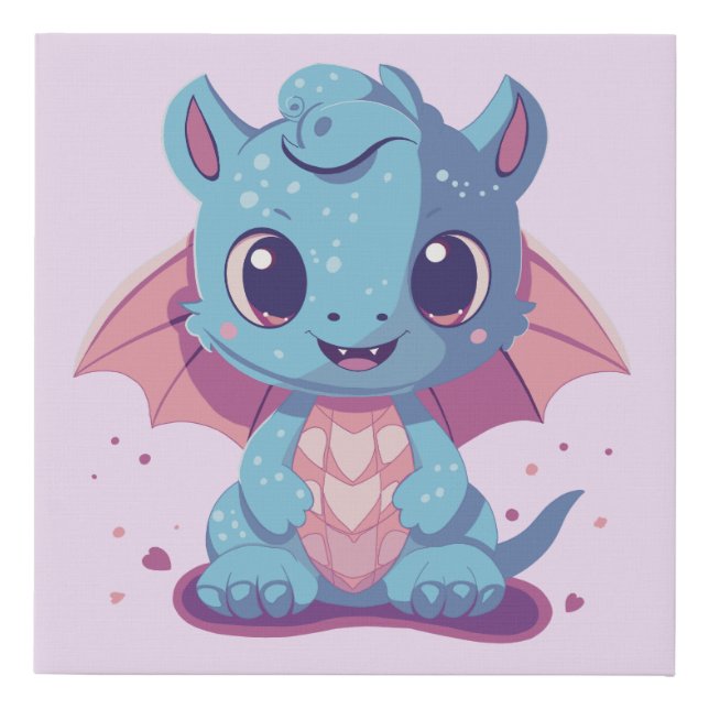 Little kawaii dragon  faux canvas print (Front)