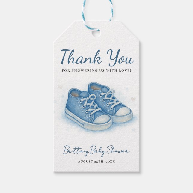 Little Kicks Sneakers Baby Shower Gift Tag (Front)