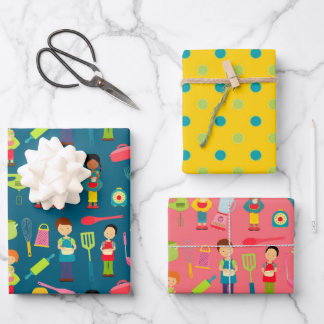 Little Kids Cooking wrapping Paper 2