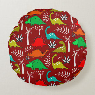 Little Kids Dinosaur Nursery Decor Round Pillow