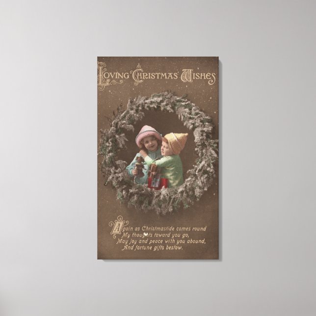 Little Kids Embracing Canvas Print (Front)