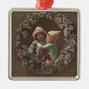 Little Kids Embracing Metal Ornament