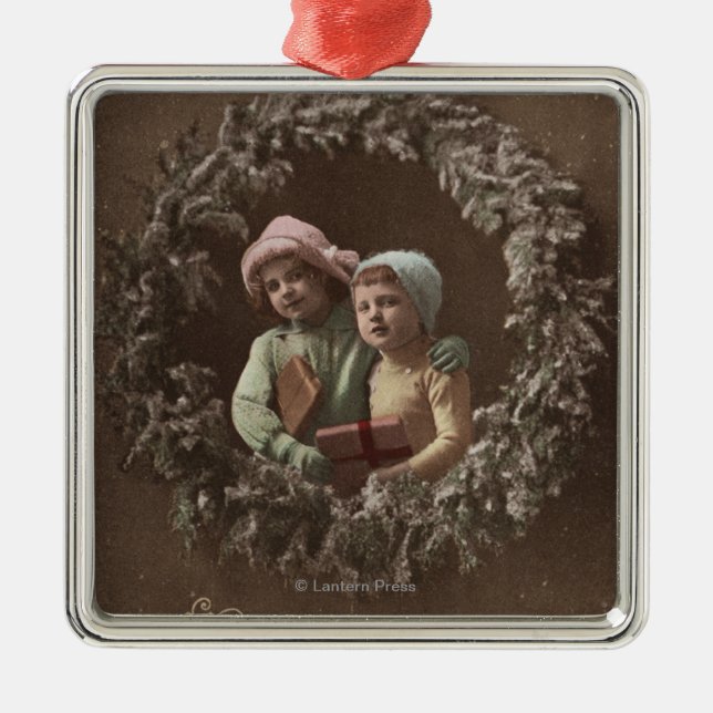 Little Kids in Armclasp Metal Ornament (Front)