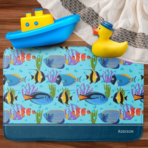 Little Kids Ocean Fish Pattern Bathroom Bath Mat