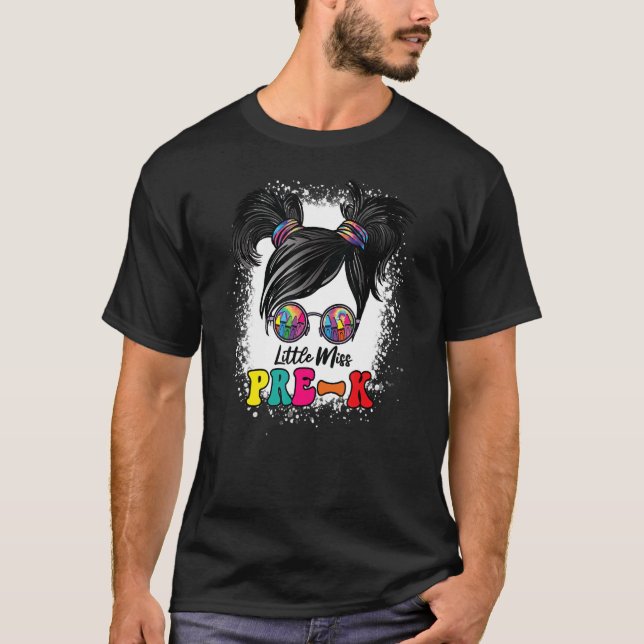 Little Kids Pre K Miss Girls Daughter Messy Bun Ha T-Shirt (Front)