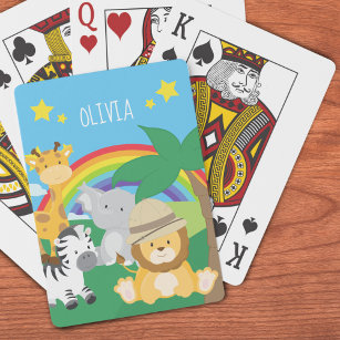 Little Kids Safari Jungle Animals and First Name Playing Cards