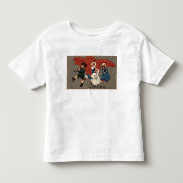Little Kids with Umbrellas Toddler T-shirt (Front)