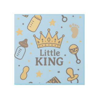 “Little King Baby Shower Banner – Blue & Gold Crow Gallery Wrap