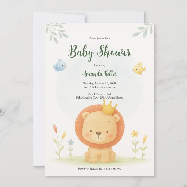 Little King Baby Shower Invitation (Front)