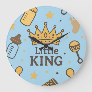 Little King Baby Shower Large Clock