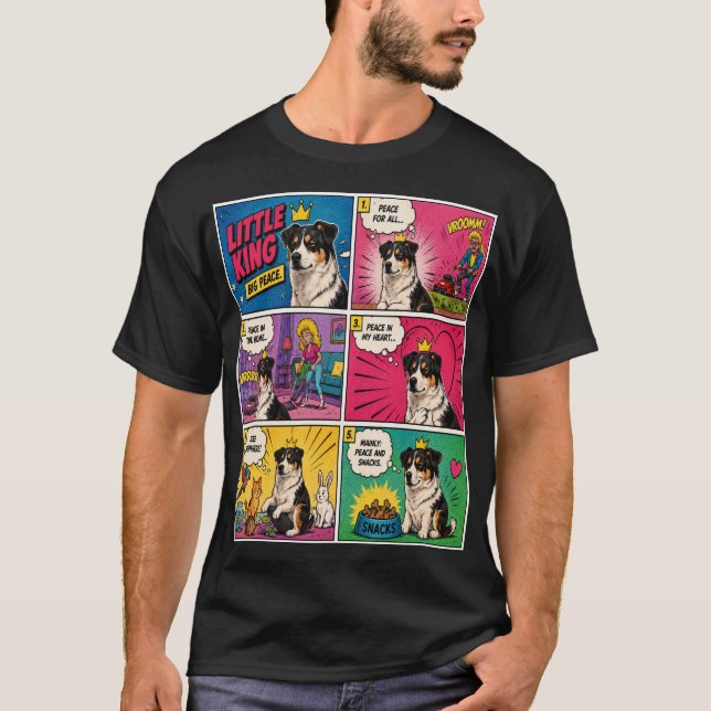 Little King Big Peace Comic Dog T-Shirt (Front)