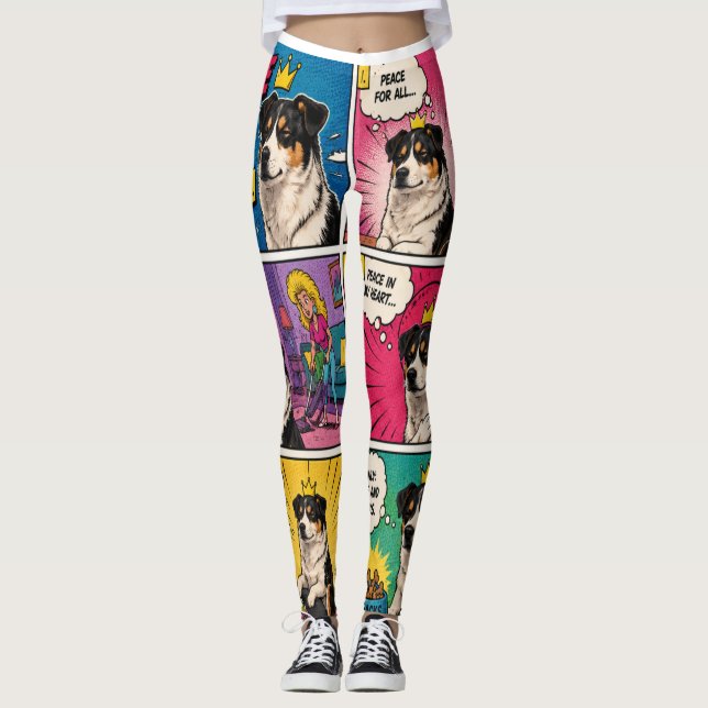Little King Big Peace Funny Dog Leggings (Front)