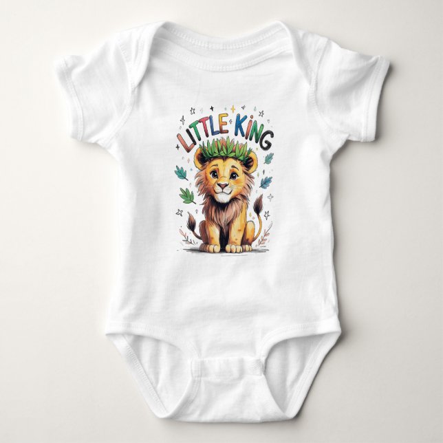 Little King Crayon Style Lion Cub Baby Bodysuit (Front)