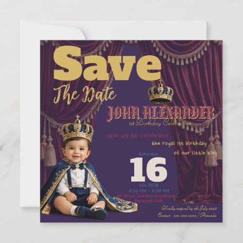 Little King First Birthday Invitation