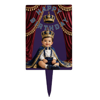 Little King First Birthday Invitation Cake Topper