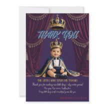 Little King First Birthday thank you card