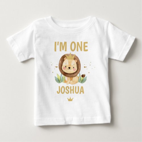 Little King Lion Crown 1st Birthday  Baby T_Shirt