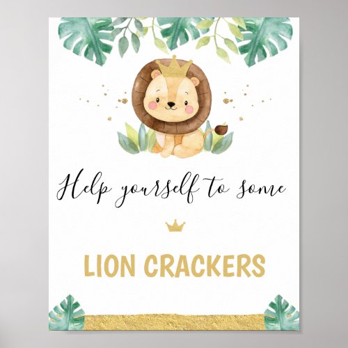 Little King Lion Crown 1st Birthday Party Sign