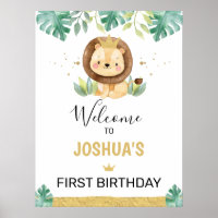 Little King Lion Crown 1st Birthday Welcome Sign