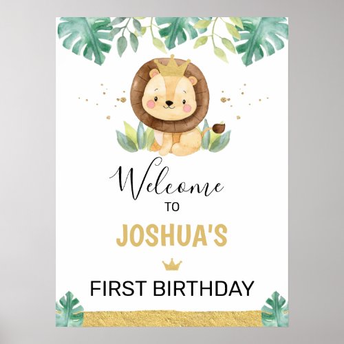 Little King Lion Crown 1st Birthday Welcome Sign